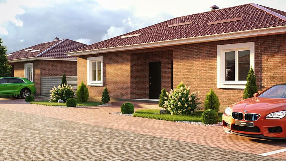Кирпичные дома на улице ЖК «Ласкино Парк», визуализация