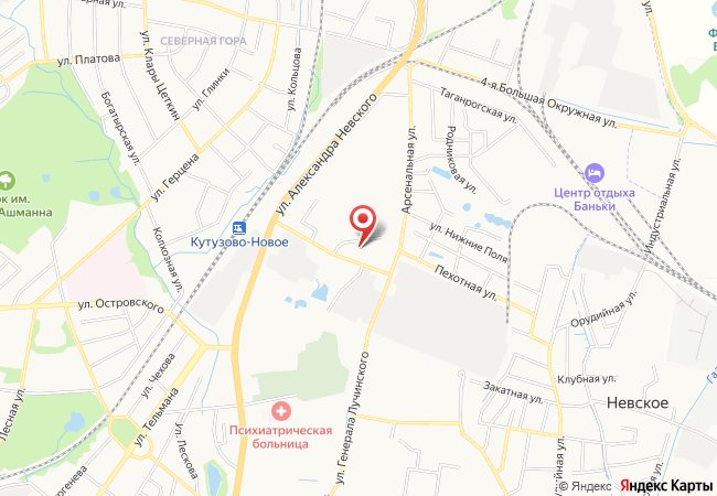 Расположение ЖК «Невский парк» на карте Калининграда: улица Арсенальная, Ленинградский район