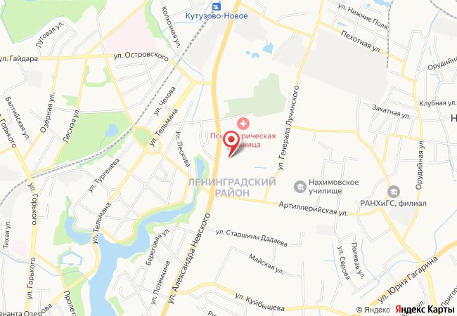 Расположение ЖК «Луччи» на карте Калининграда: Ленинградский район, ул. Александра Невского