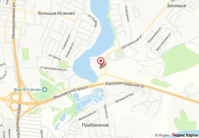 Расположение ЖК «Расцвет Парк» на карте: Калининград, район Заозерье, у озера рядом с Московским проспектом