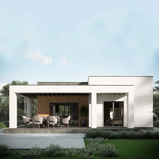 Проект загородного дома 1.1, 69,23 м², в коттеджном посёлке «Резиденция Холмогоровка», визуализация